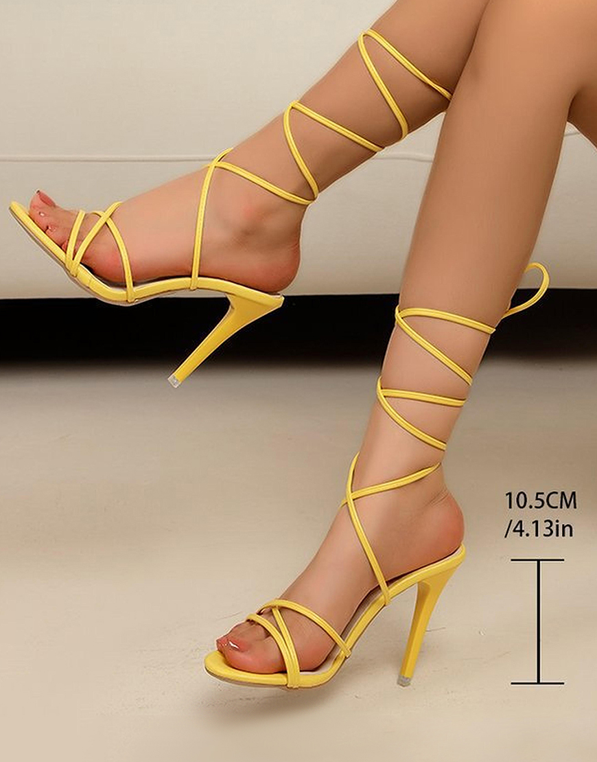 Golden Gladiator Stiletto High Heel Strappy Sandals