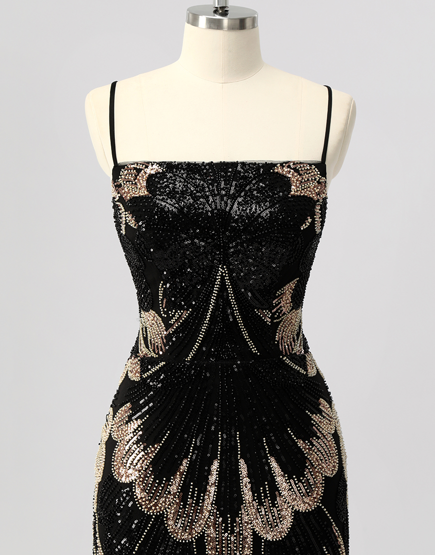 Sparkly Black Beaded Backless Tight Short Homecoming Dress