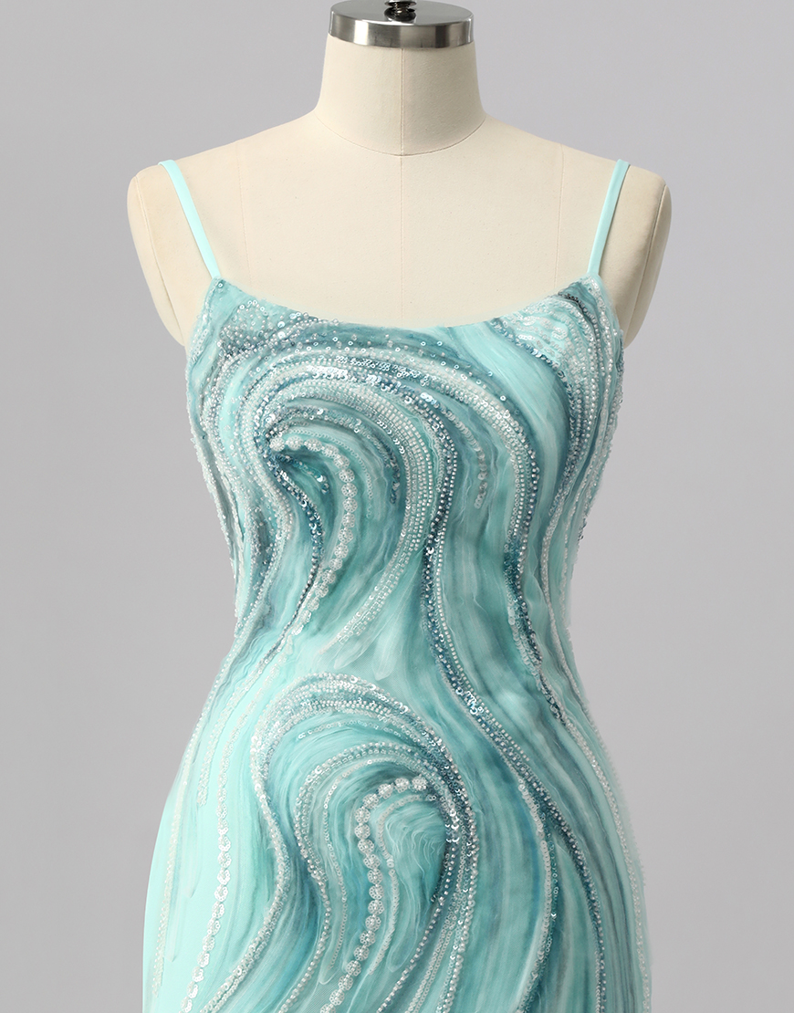 Sparkly Green Short Beaded Tight Homecoming Dress with Slit