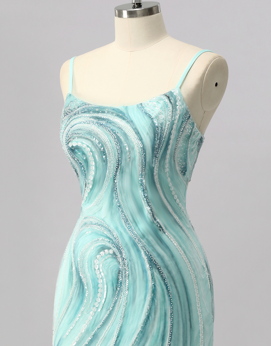 Sparkly Green Short Beaded Tight Homecoming Dress with Slit