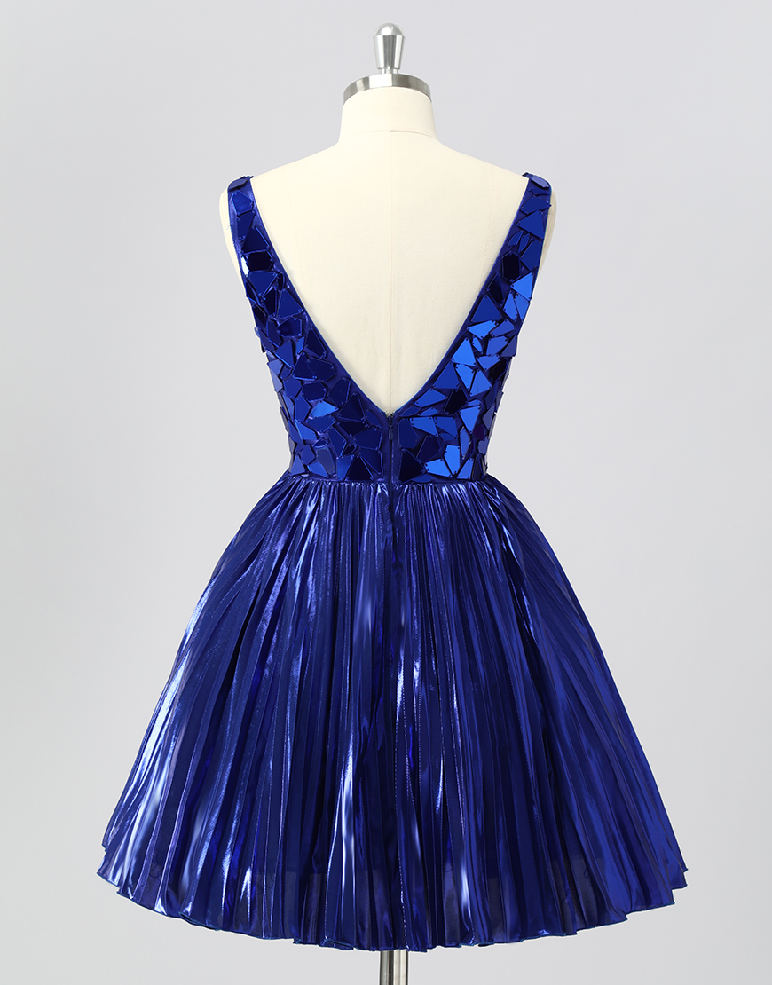 Sparkly Golden Mirror A Line Metallic Short Homecoming Dress