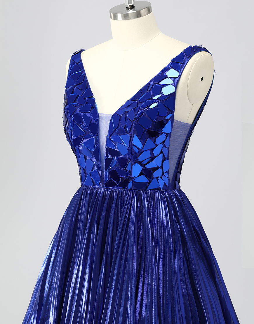 Sparkly Golden Mirror A Line Metallic Short Homecoming Dress