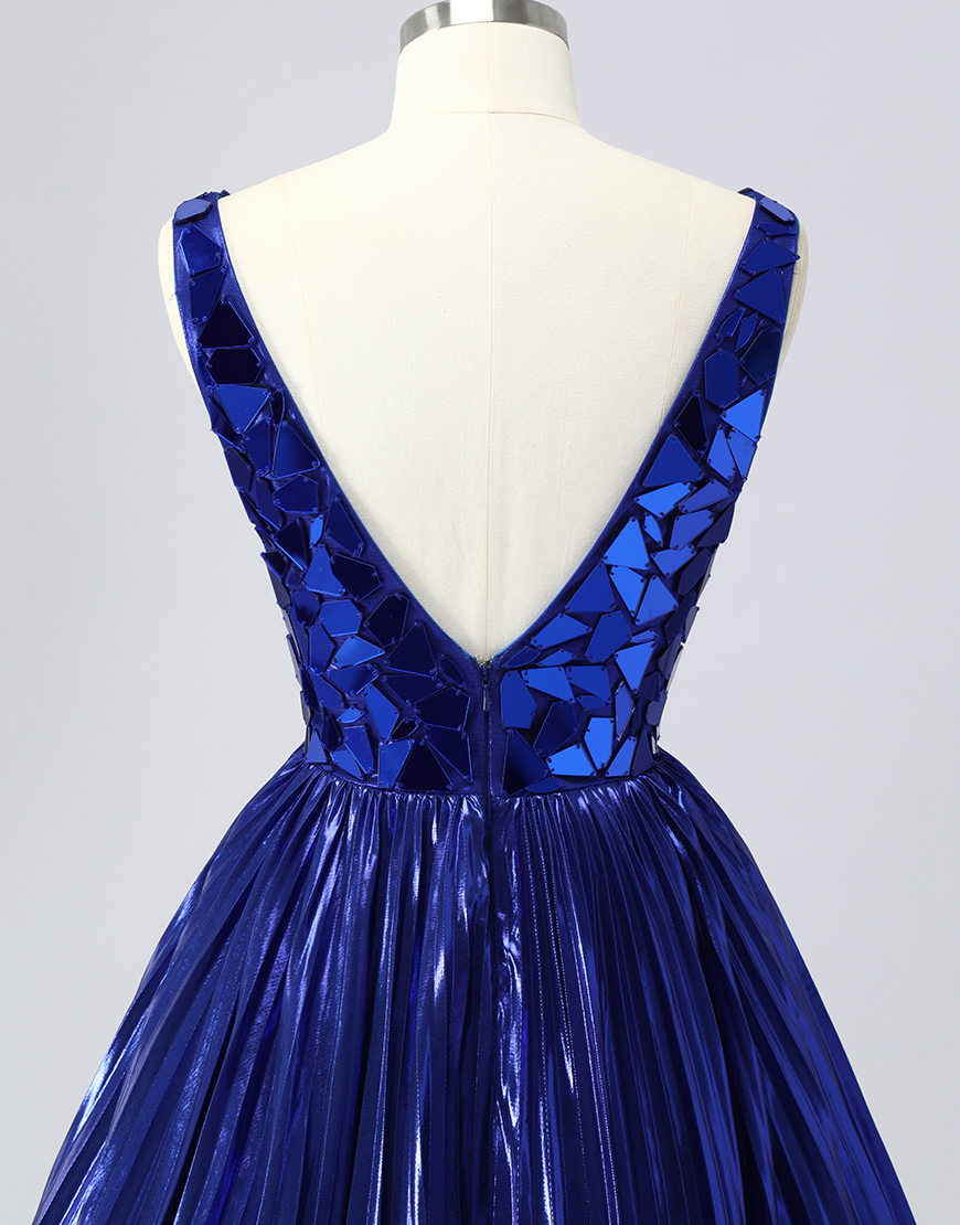 Sparkly Golden Mirror A Line Metallic Short Homecoming Dress