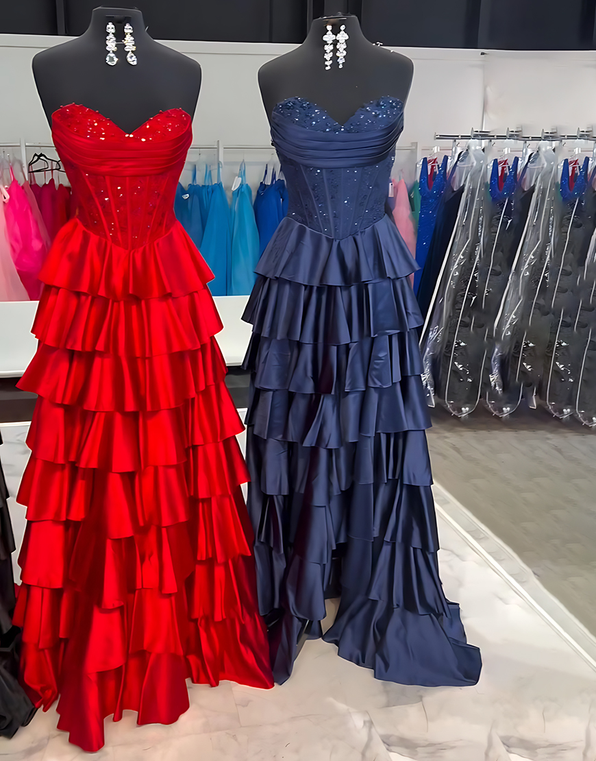 Sparkly Black Satin A Line Sweetheart Corset Long Prom Dress with Beading