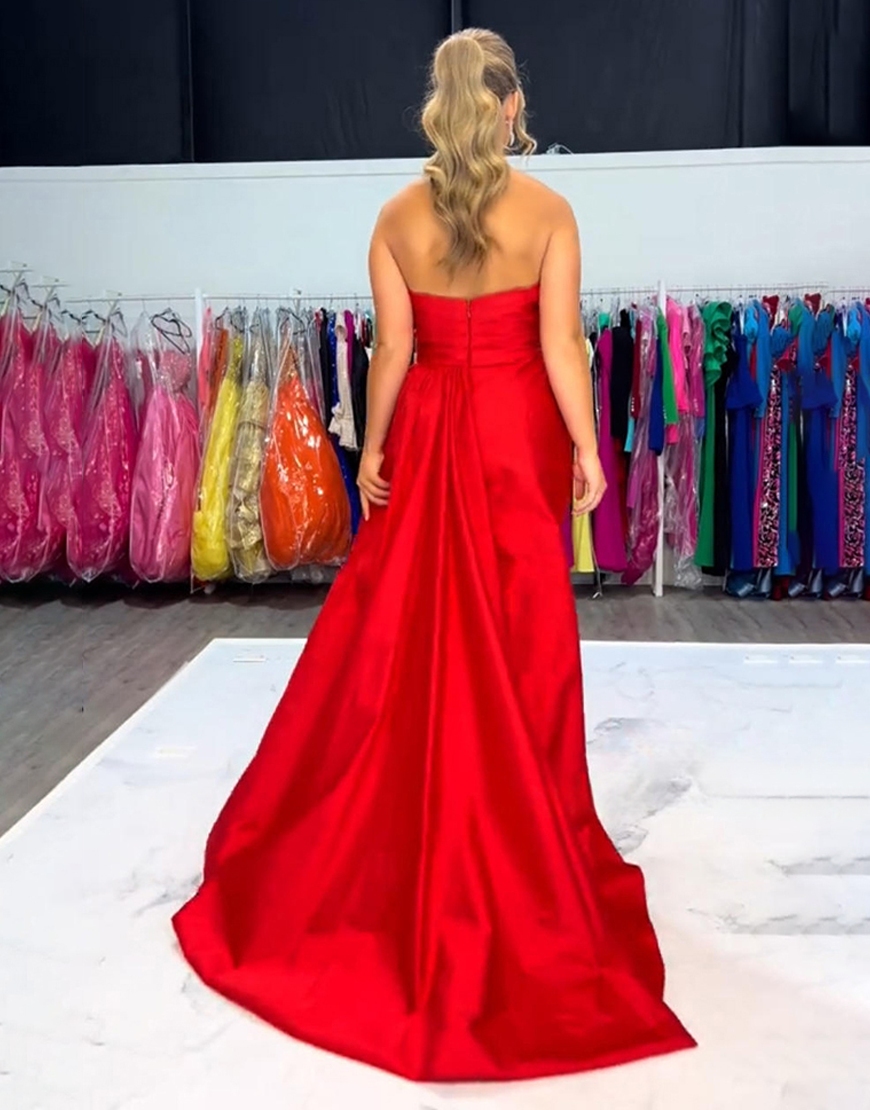 Royal Blue Mermaid Strapless Satin Long Prom Dress with Side Cape