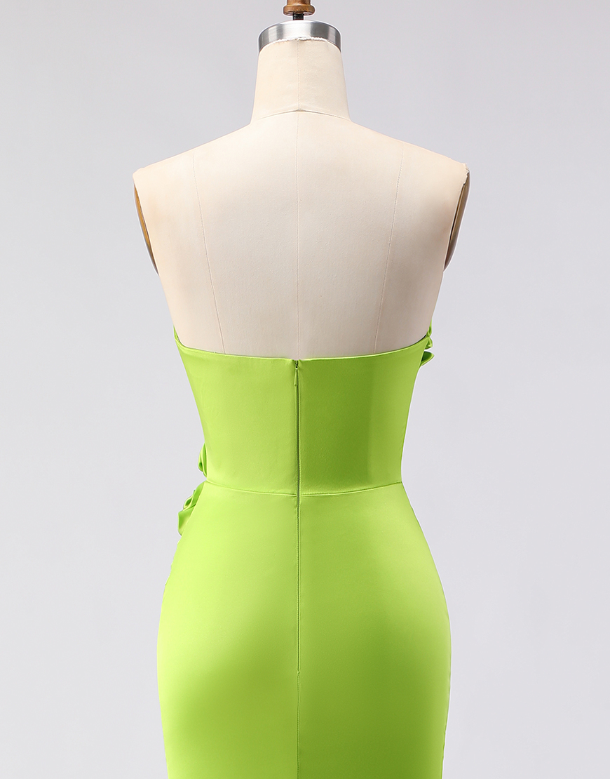 Gree Mermaid Satin Sweetheart Long Prom Dress with 3D Flowers