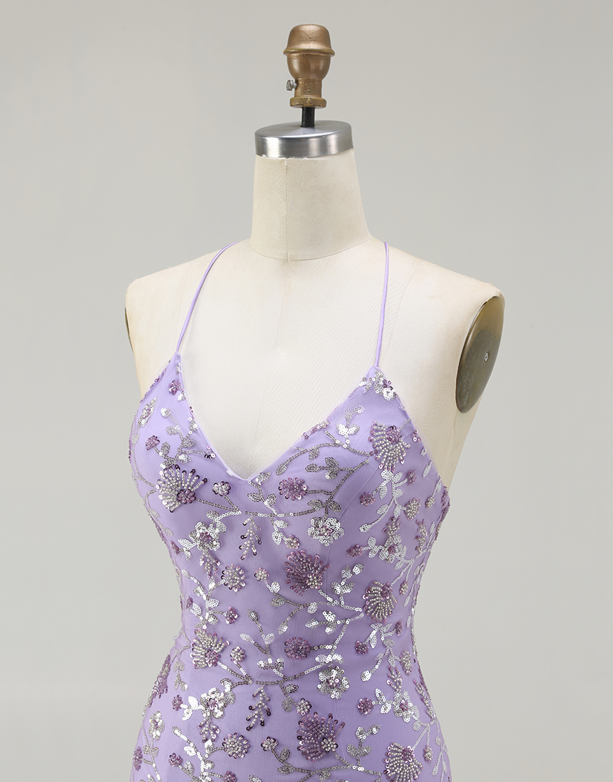 Sparkly Champagne Floral Long Mermaid Prom Dress with Slit