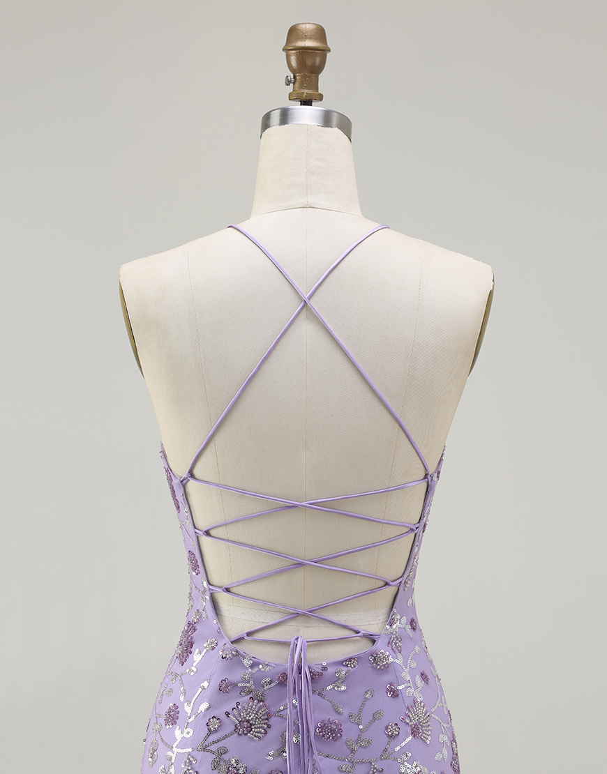 Sparkly Champagne Floral Long Mermaid Prom Dress with Slit