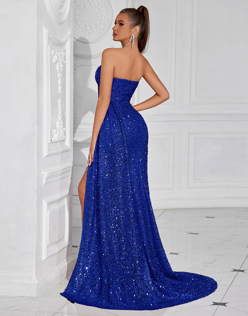 Sparkly Burgundy Sweetheart Sequin Long Prom Dress with Side Cape