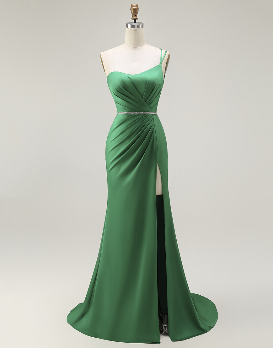 Sparkly Mermaid Dark Green Long Prom Dress with Slit