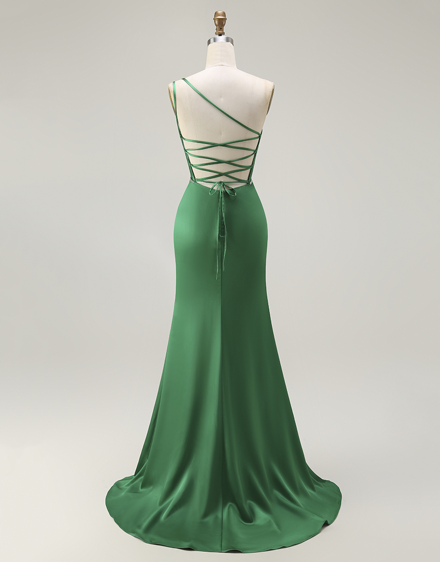 Sparkly Mermaid Dark Green Long Prom Dress with Slit