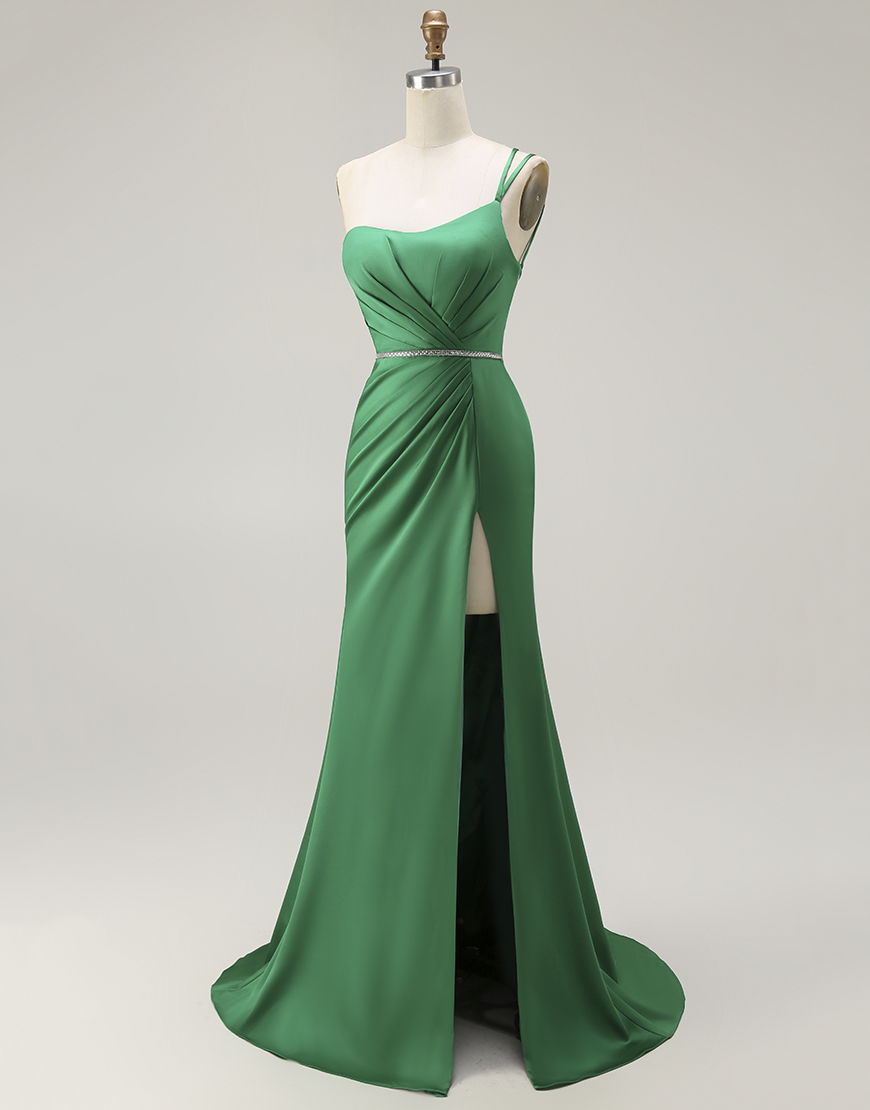 Sparkly Mermaid Dark Green Long Prom Dress with Slit