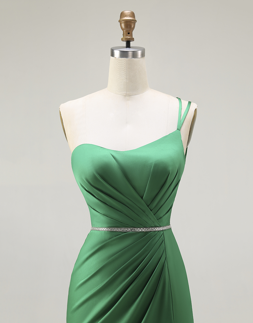 Sparkly Mermaid Dark Green Long Prom Dress with Slit