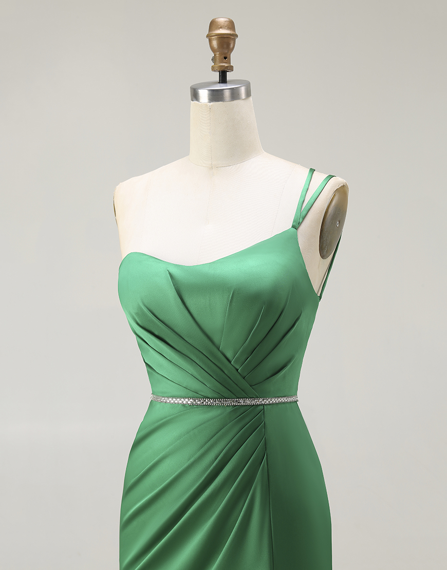 Sparkly Mermaid Dark Green Long Prom Dress with Slit