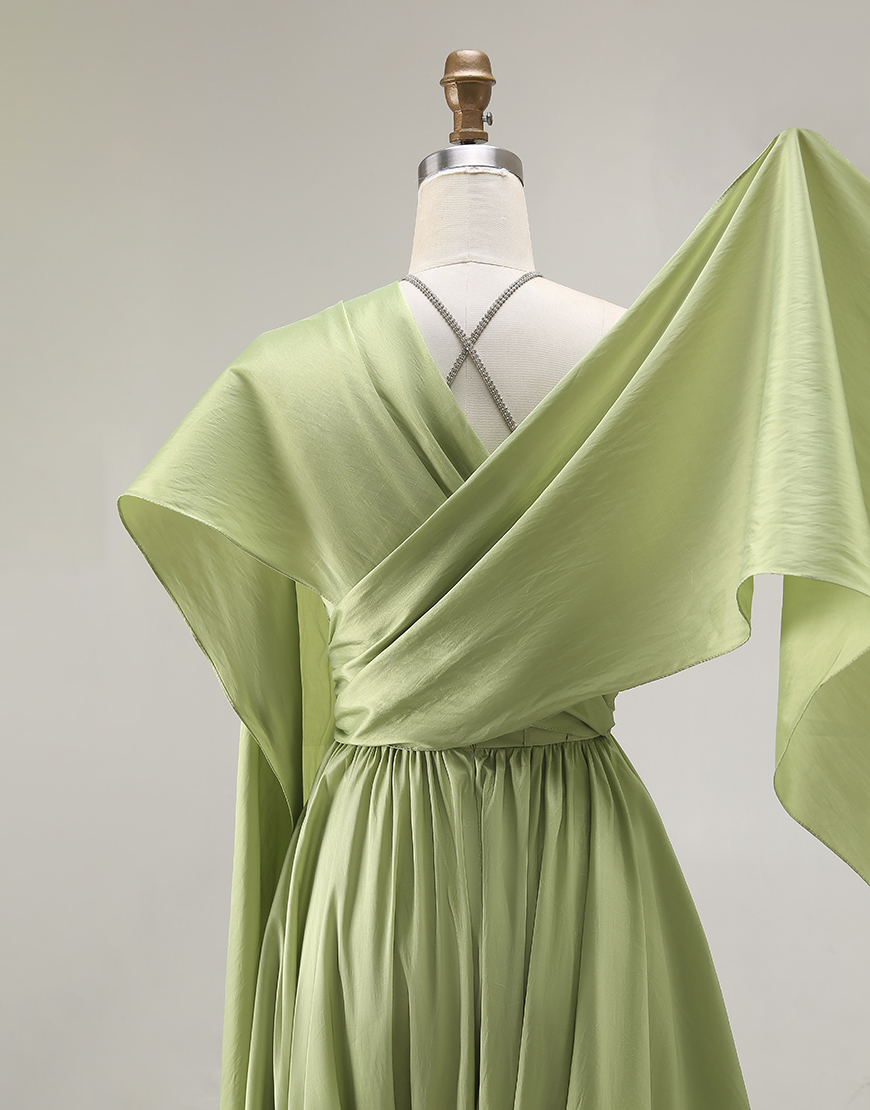 Sage Green A Line Corset Keyhole Long Prom Dress with Slit