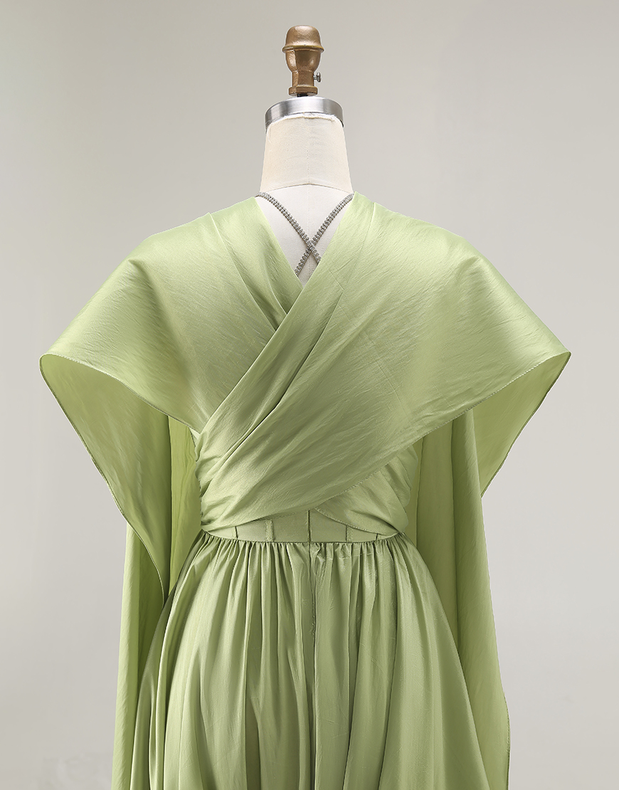 Sage Green A Line Corset Keyhole Long Prom Dress with Slit