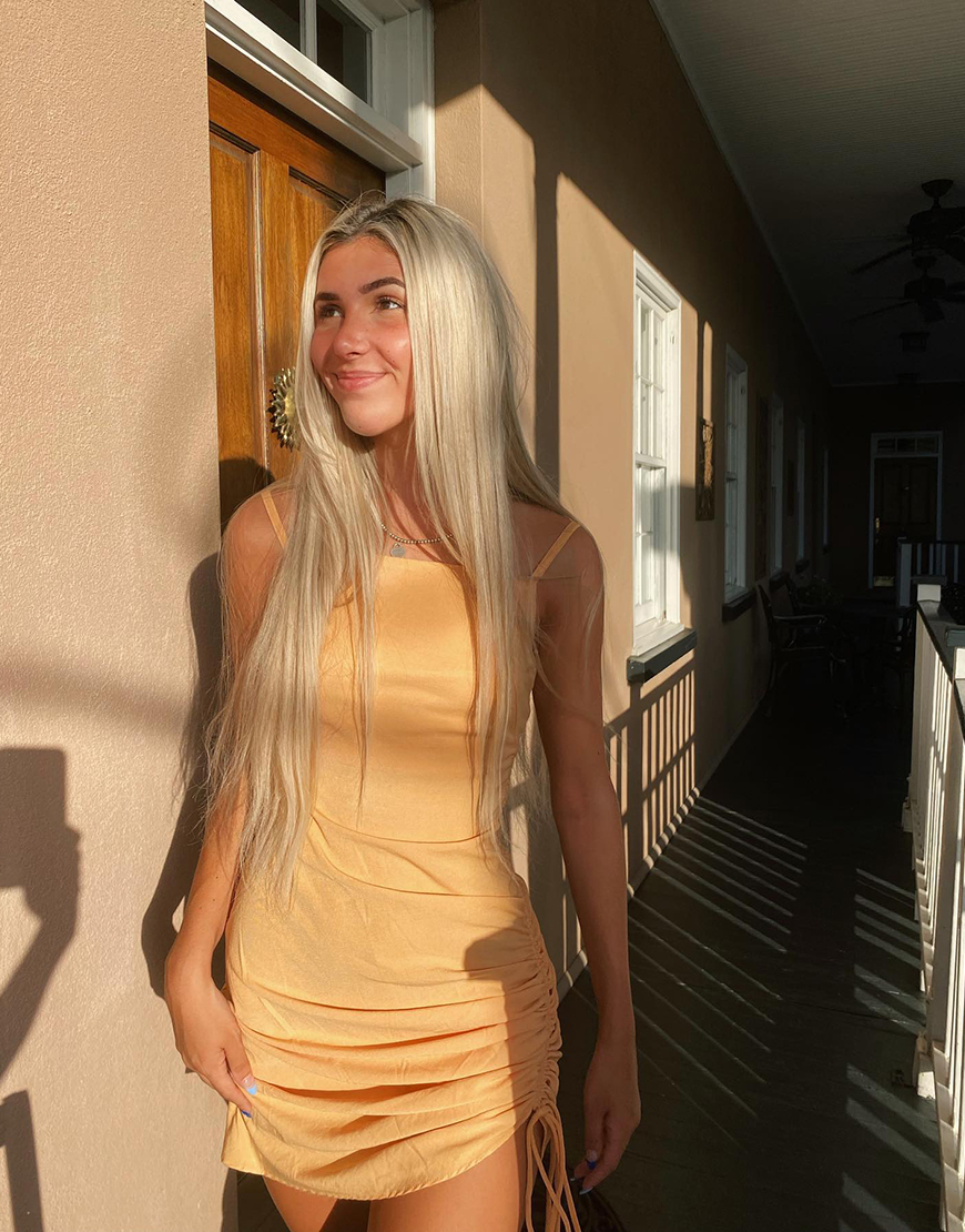 Yellow Spaghetti Straps Mini Bodycon Dress