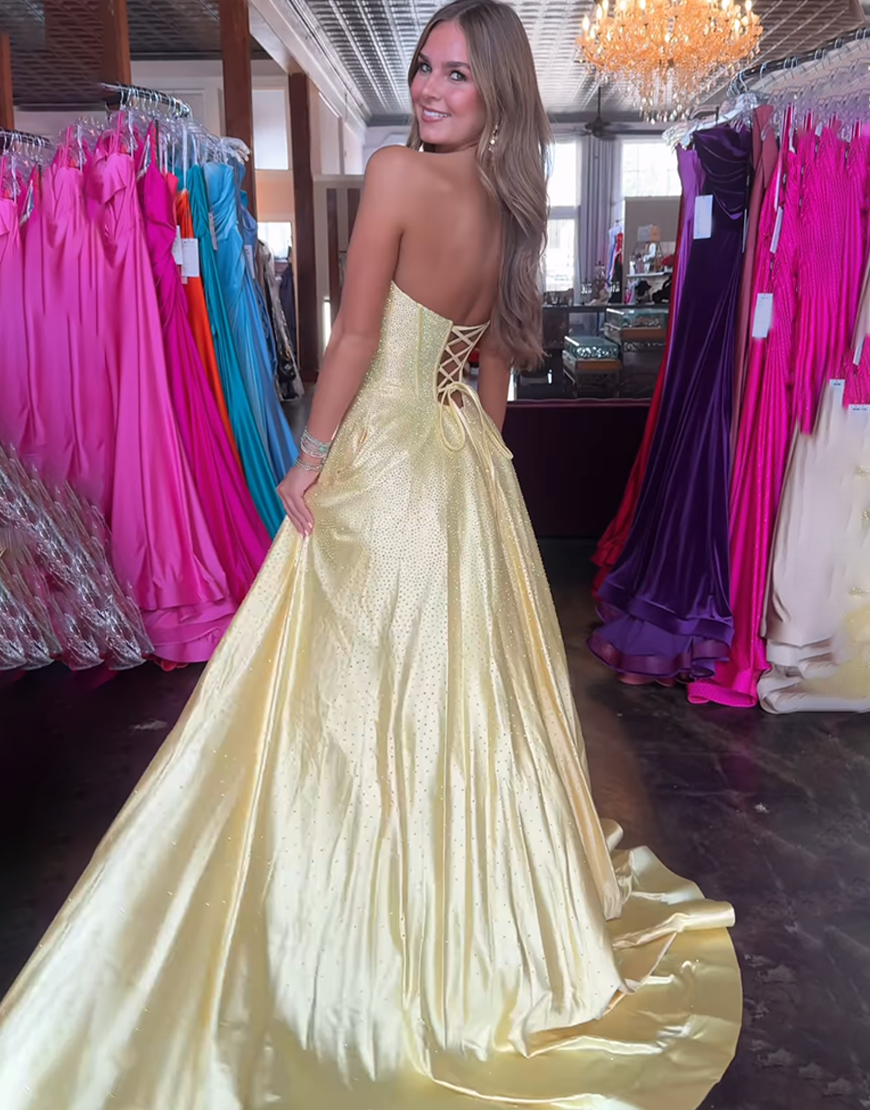 Sparkly Black A Line Strapless Beaded Long Corset Prom Dress