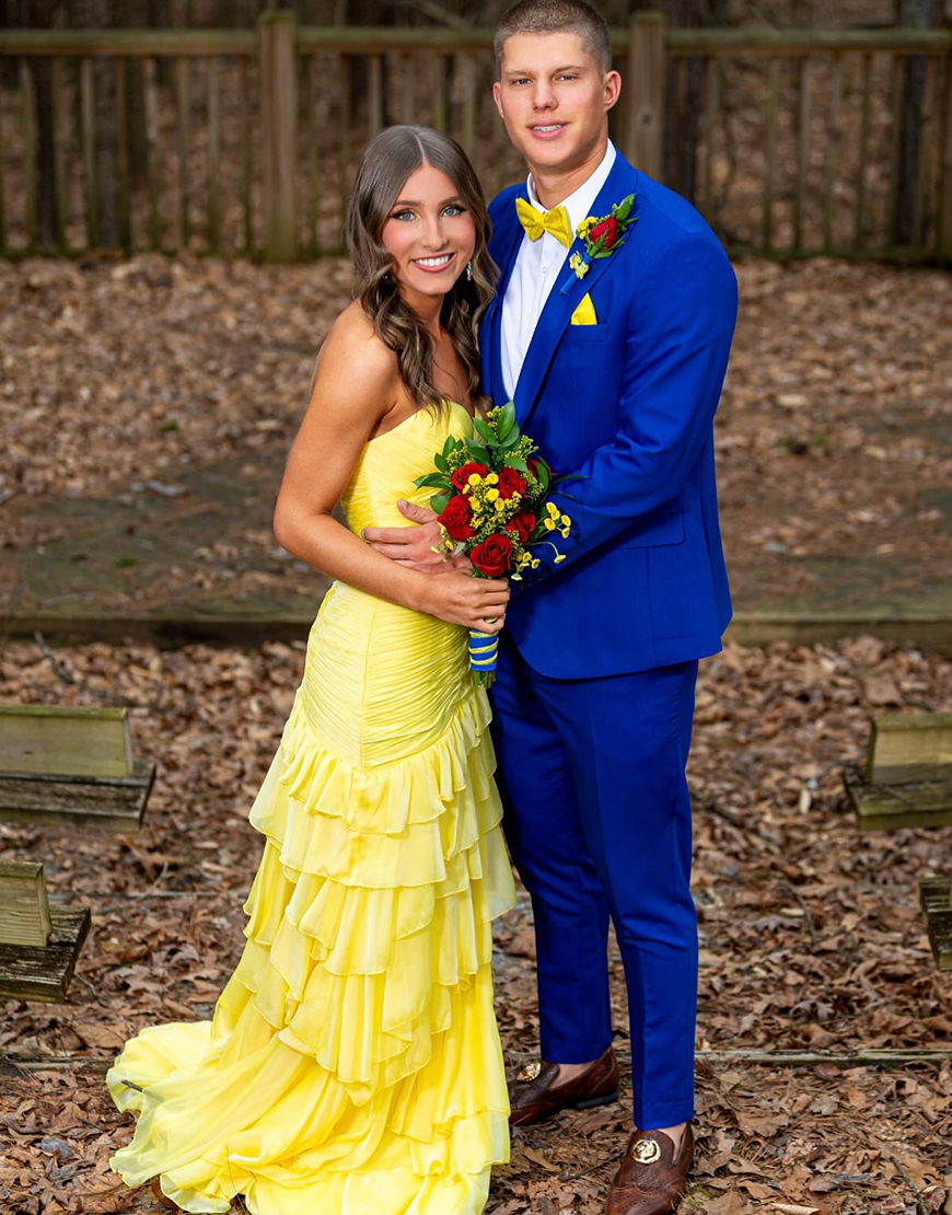 Light Blue Mermaid Sweetheart Tiered Ruffled Long Prom Dress with Slit