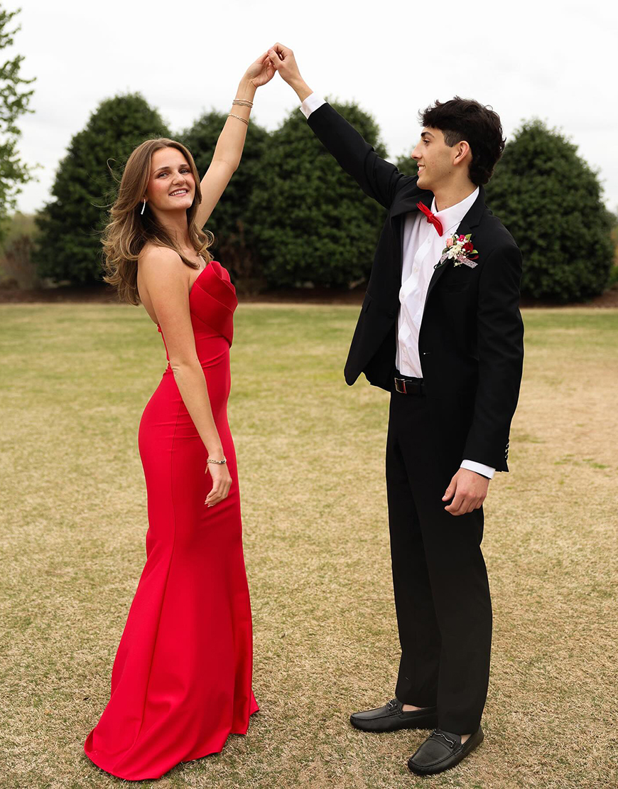 Red Mermaid Strapless Satin Long Prom Dress