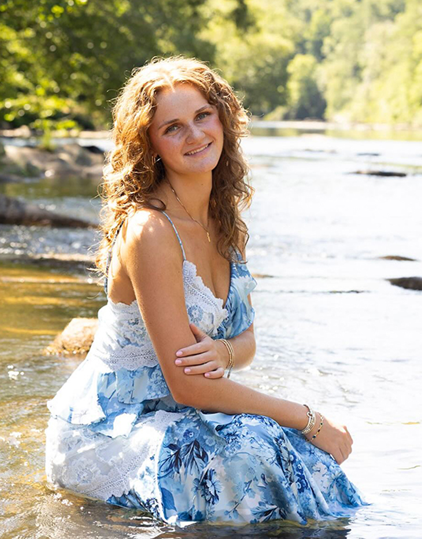 Blue Floral Spaghetti Straps Long Ruffled Prom Dress