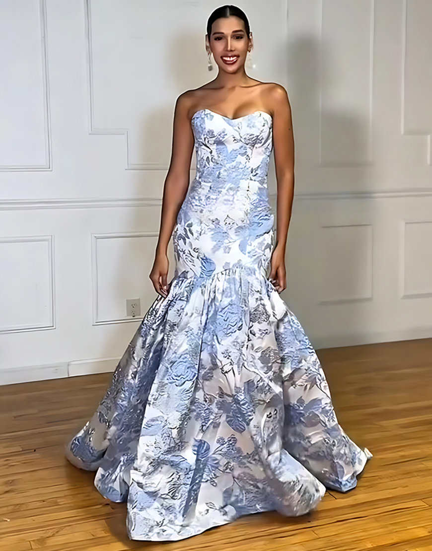 Elegant Lilac Sweetheart A Line Jacquard Floral Long Prom Dress