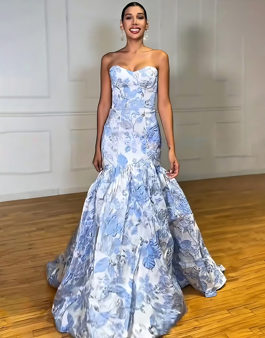 Elegant Lilac Sweetheart A Line Jacquard Floral Long Prom Dress