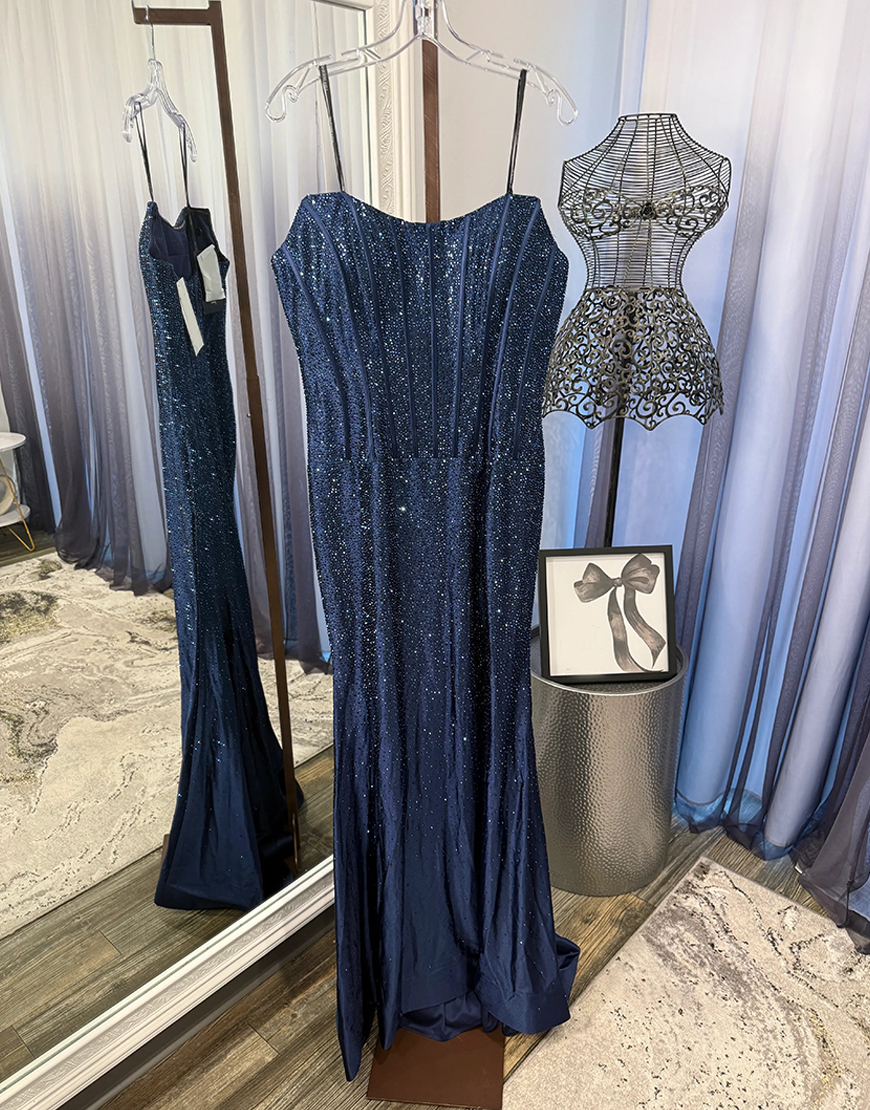 Sparkly Fuchsia Mermaid Corset Beaded Long Prom Dress with Slit