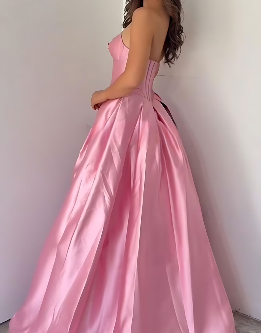 Yellow Sweetheart Satin Corset A Line Cut Out Long Prom Dress