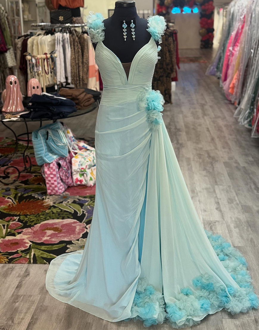 Pink Ruffled V-Neck Mermaid Long Prom Dress with Side Cape