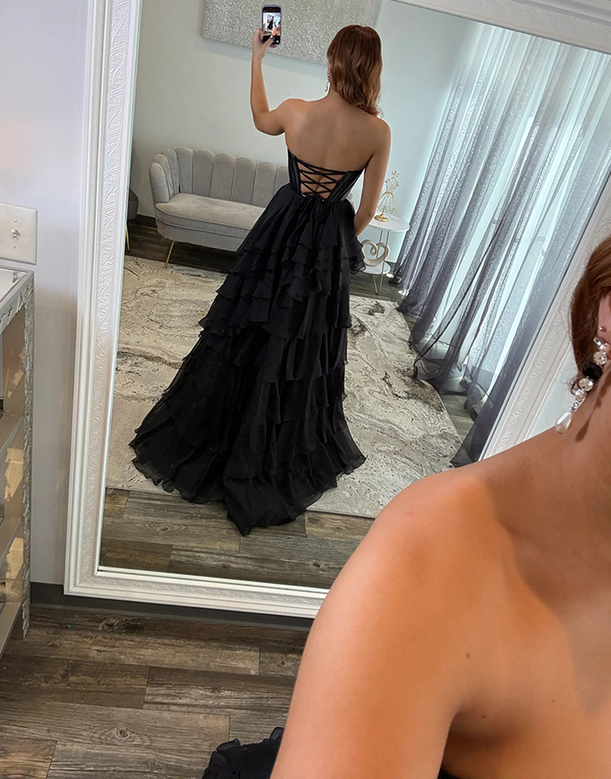 Sparkly Pink Corset Strapless Long Beaded Prom Dress with Bow