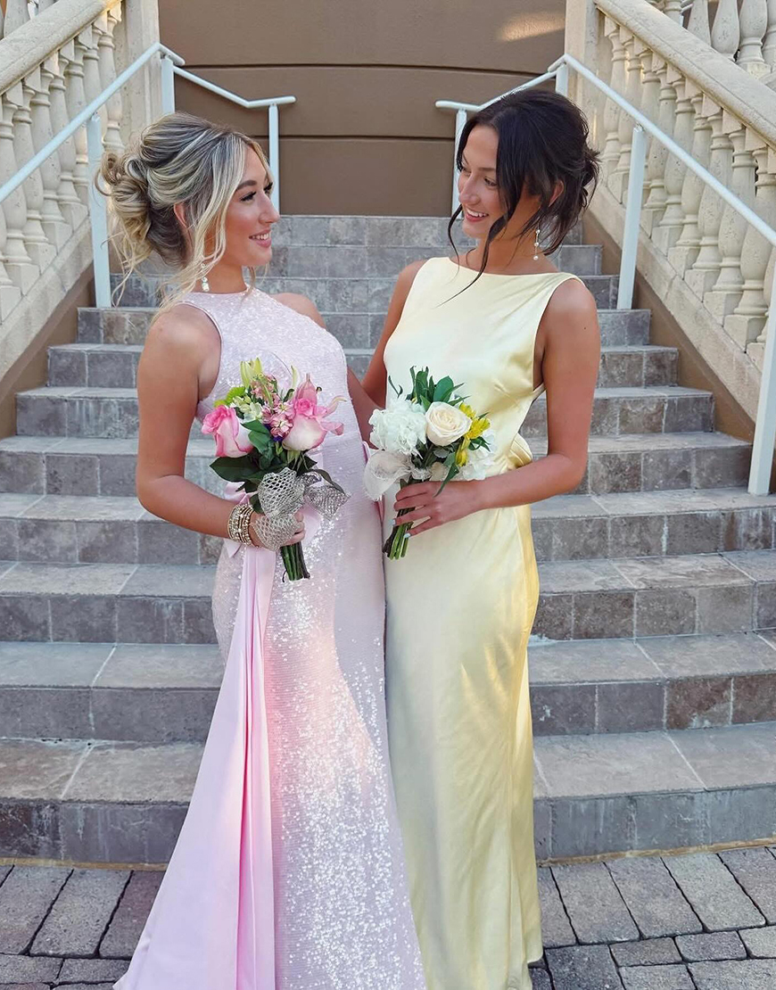 Sparkly Blush Mermaid Sequin Cut Out Long Prom Dress with Cape