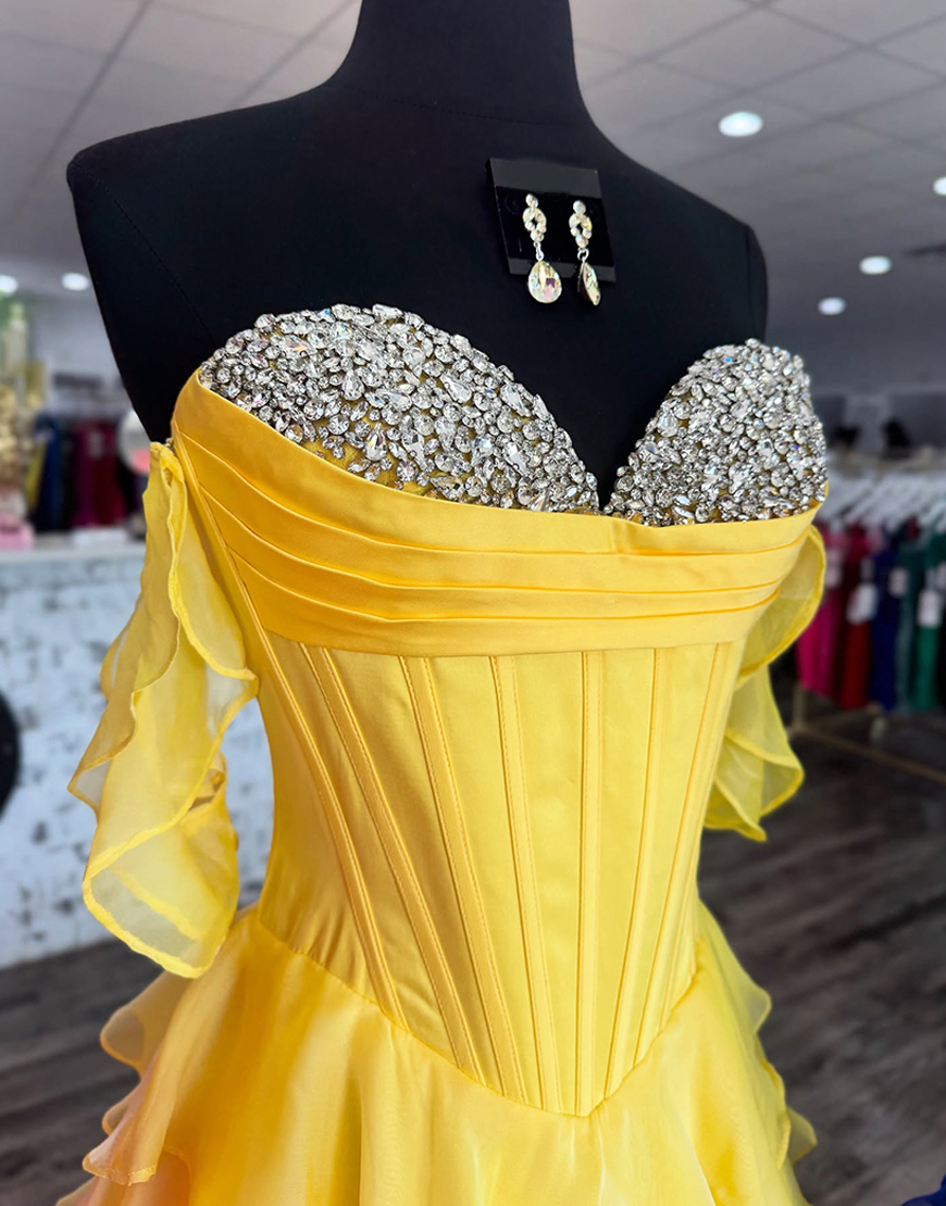 Sparkly Fuchsia Corset Tiered Ruffled Long Prom Dress with Beading