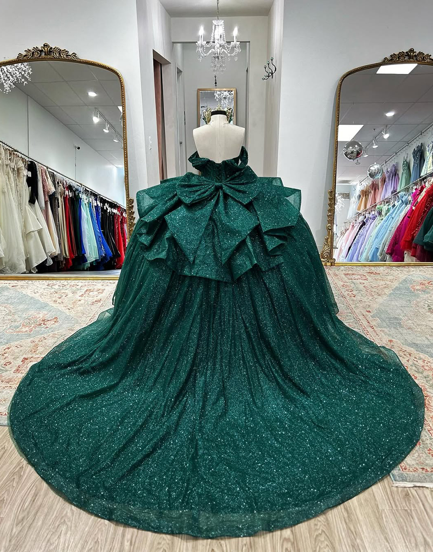 Sparkly Grey Blue Sweetheart Corset Ball Gown Bedaed Quinceanera Dress with Bow