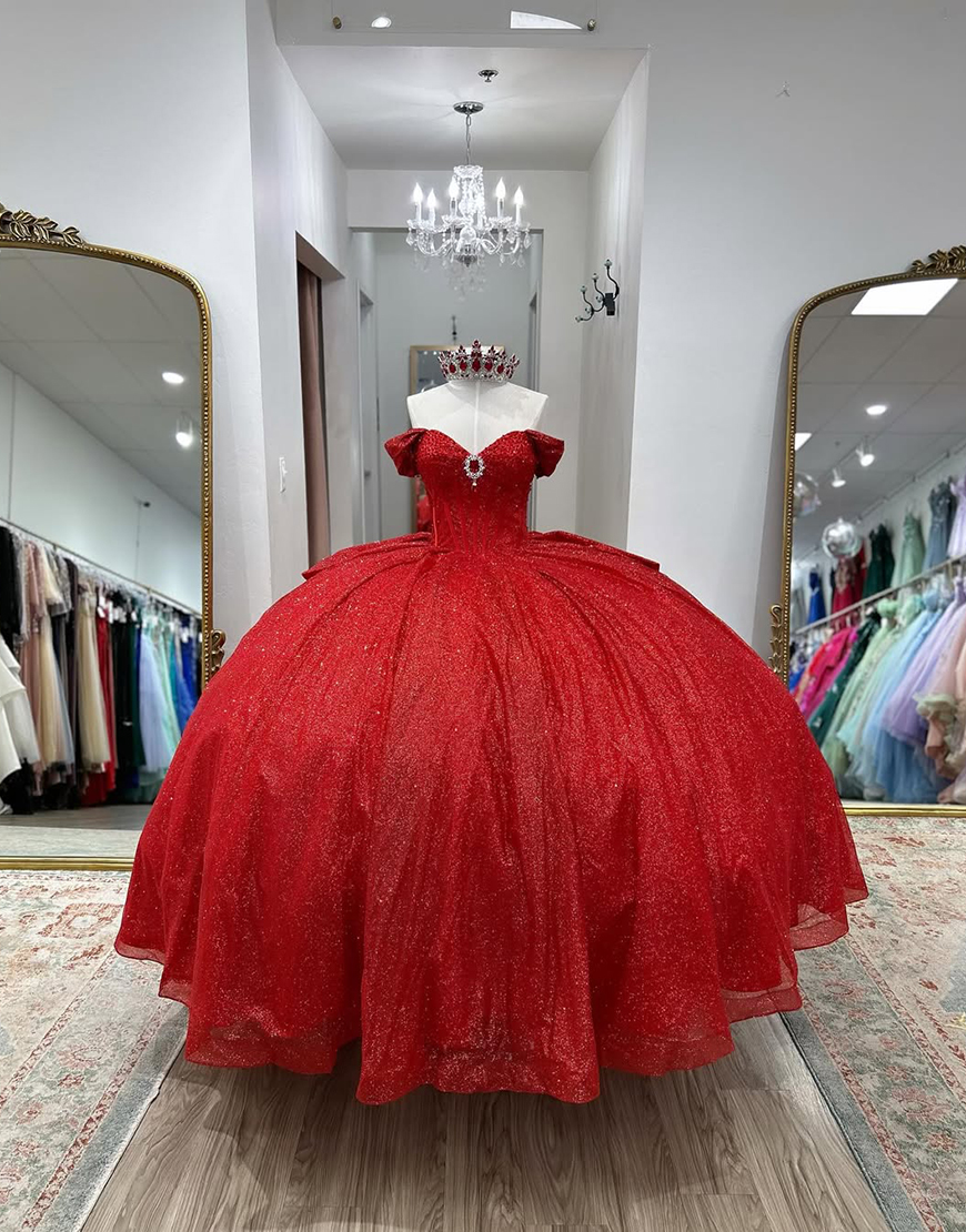 Sparkly Grey Blue Sweetheart Corset Ball Gown Bedaed Quinceanera Dress with Bow