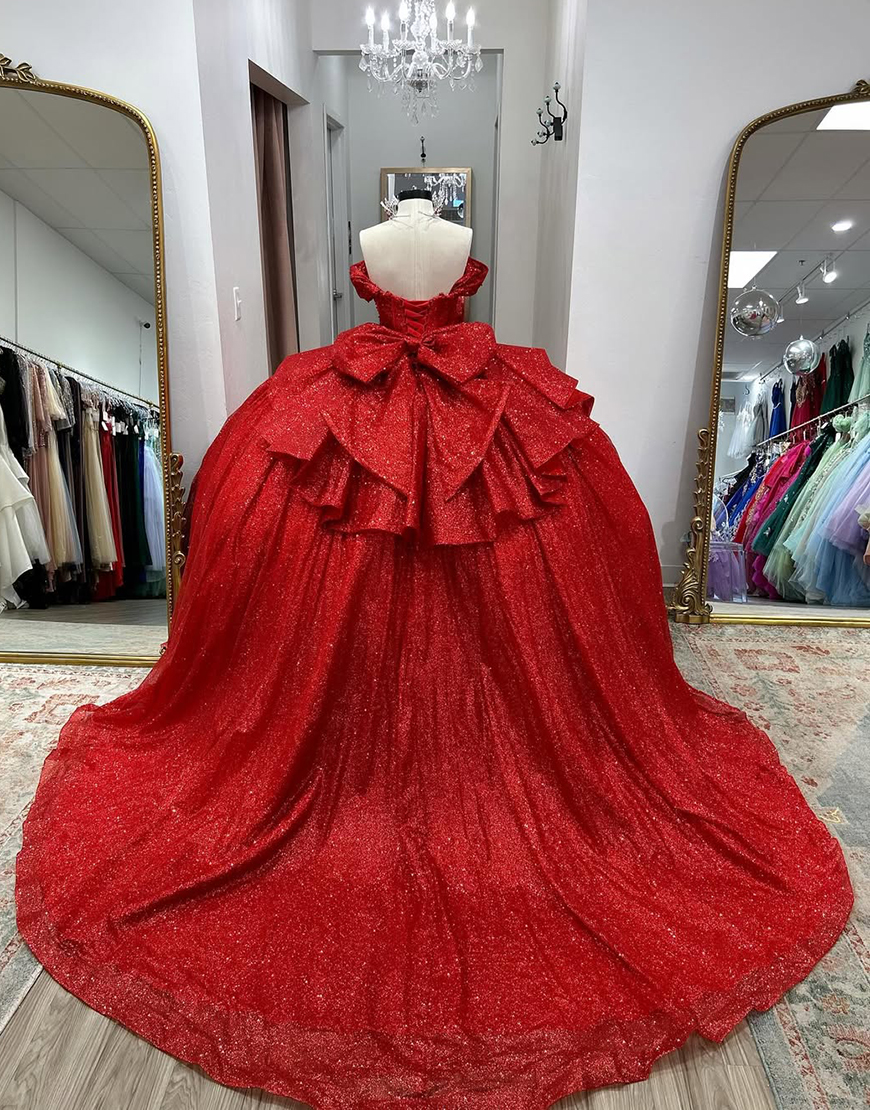 Sparkly Grey Blue Sweetheart Corset Ball Gown Bedaed Quinceanera Dress with Bow