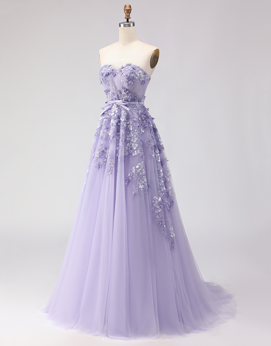 Blush Floral Tulle Off the Shoulder A Line Long Prom Dress with Bow