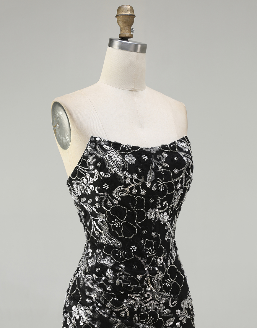 Sparkly Red Floral Long Mermaid Prom Dress with Beading