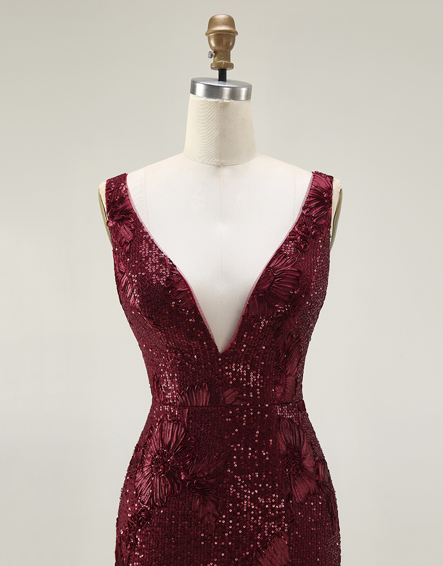 Sparkly Navy Mermaid Long Sequin Prom Dress with Slit