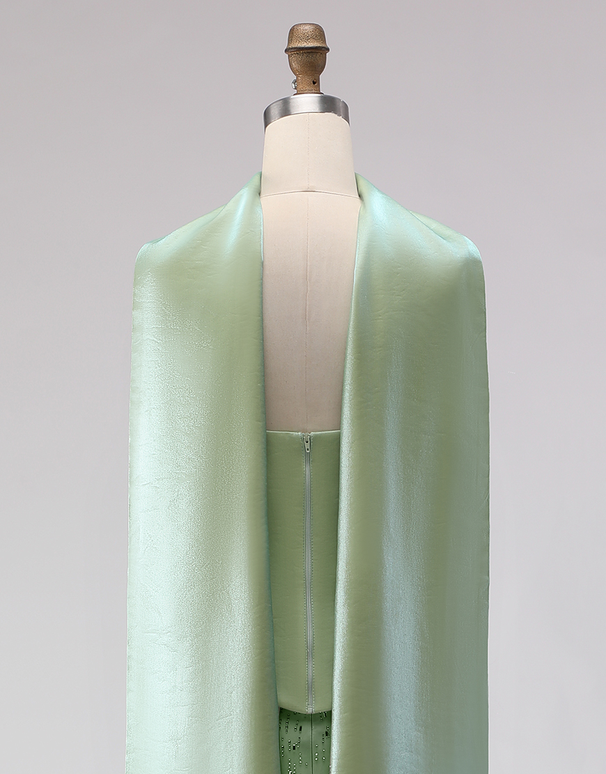 Sparkly Sage Green Mermaid Scarf Neck Long Prom Dress with Beading