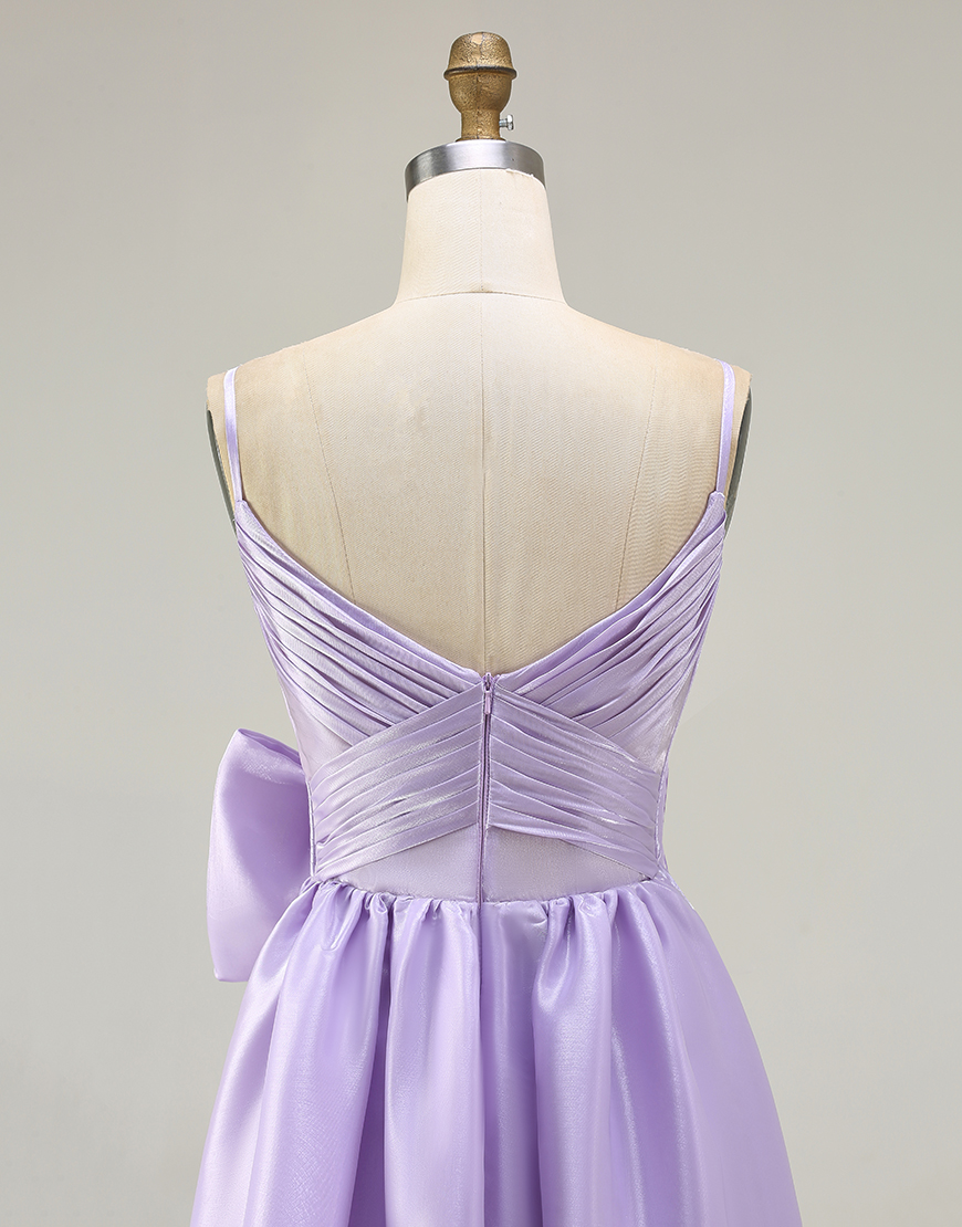 A-Line Lilac Long Prom Dress with Bow