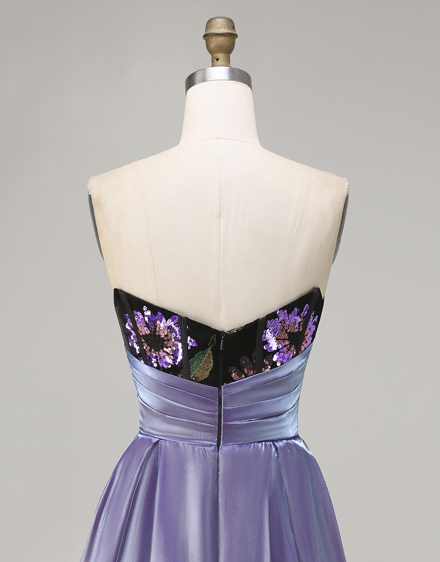 Black Corset Sheath Strapless Floral Long Prom Dress with Cape