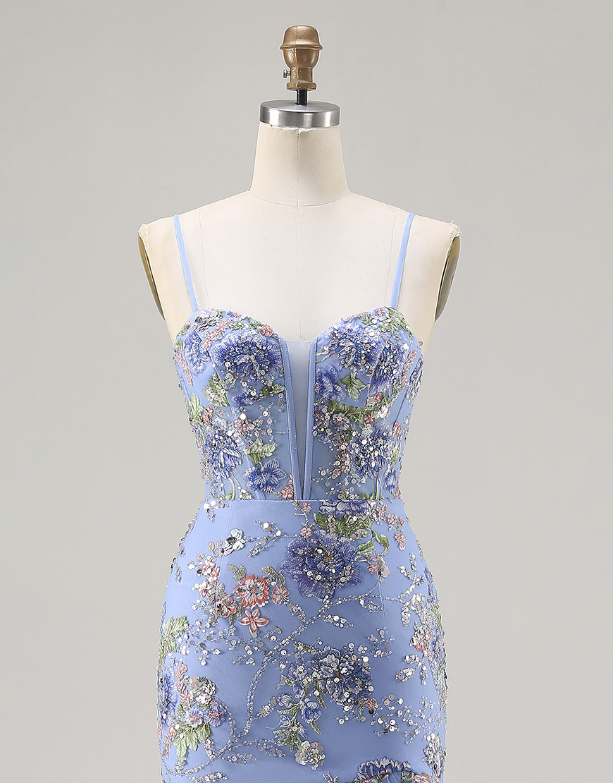 Sparkly Pink Floral Beaded Corset Mermaid Long Prom Dress with Ruffles