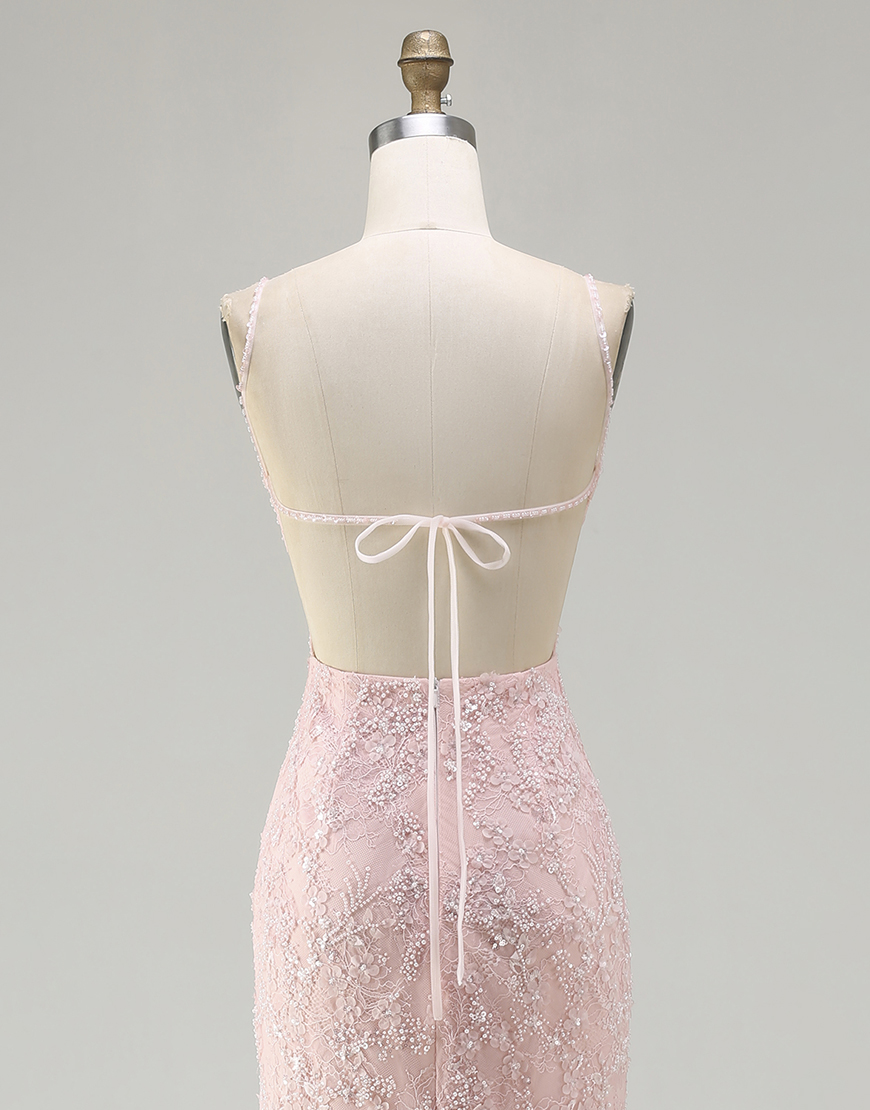 Sparkly Floral Grey Green Mermaid Beaded Long Prom Dress with Slit