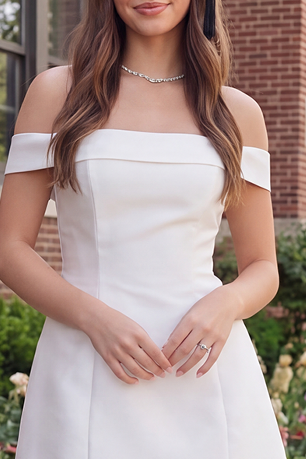 Simple White Short Satin Off the Shoulder Bodycon Graduation Dress
