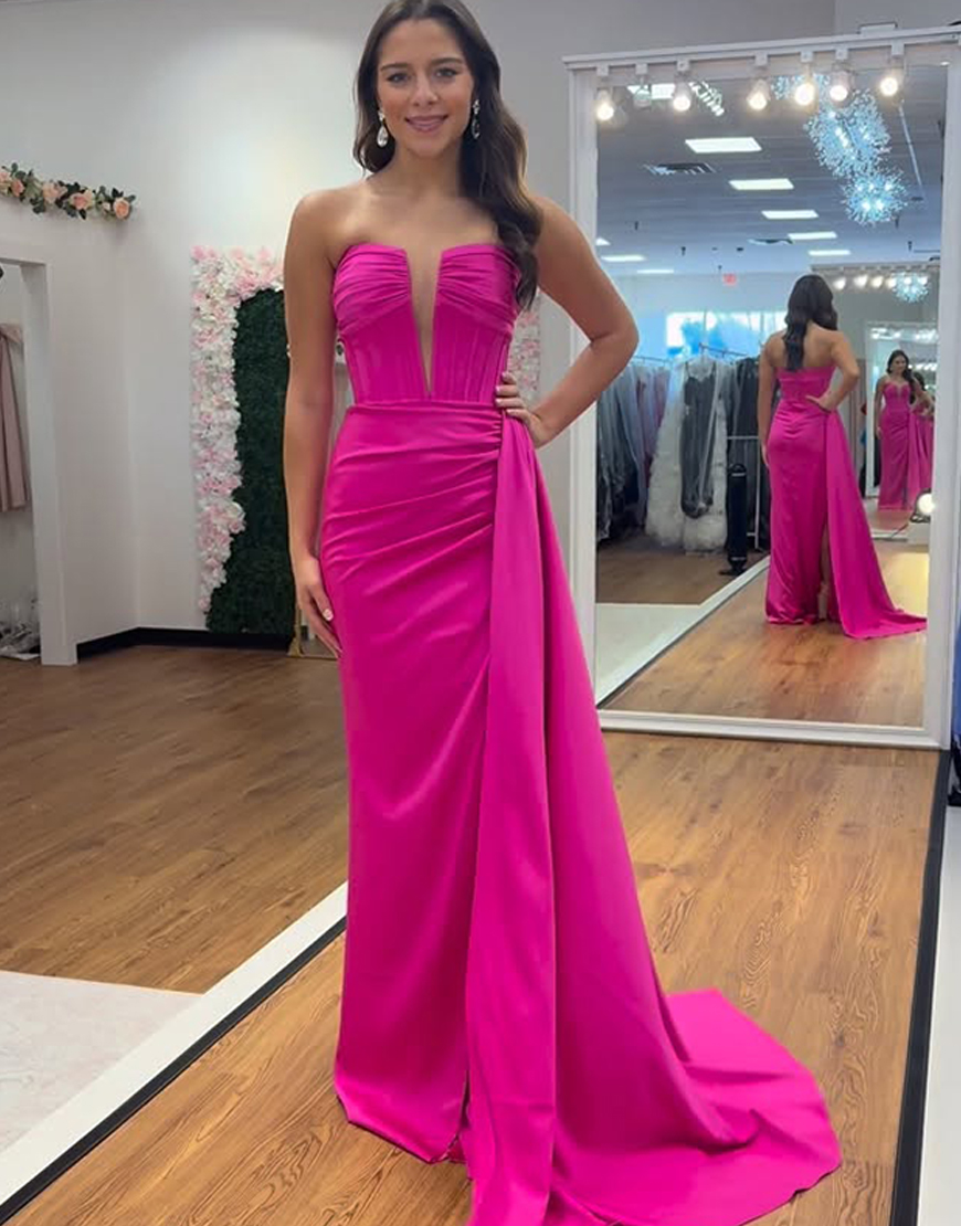 Royal Blue Strapless Mermaid Corset Long Prom Dress with Side Cape