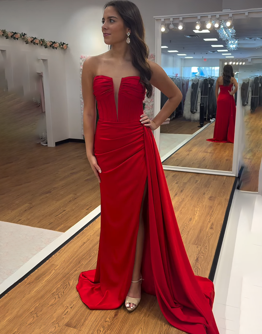 Royal Blue Strapless Mermaid Corset Long Prom Dress with Side Cape