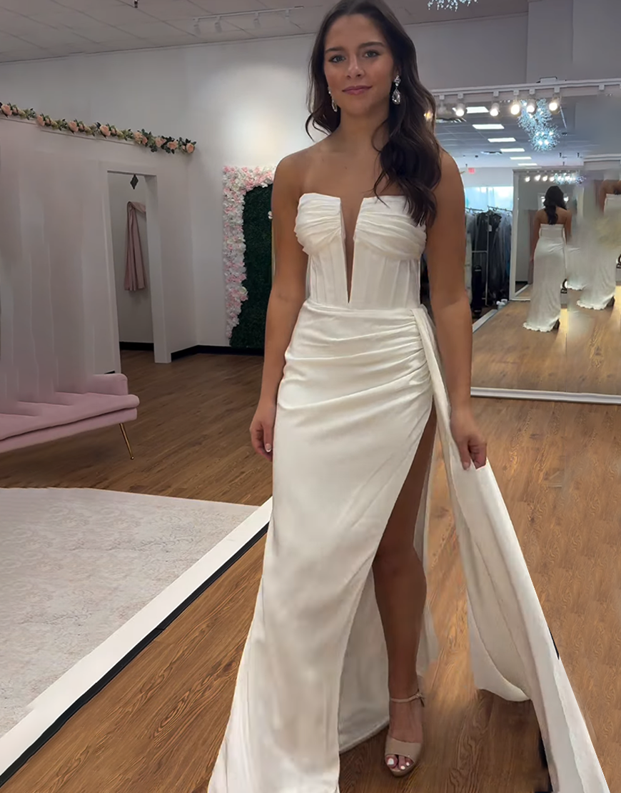 Royal Blue Strapless Mermaid Corset Long Prom Dress with Side Cape