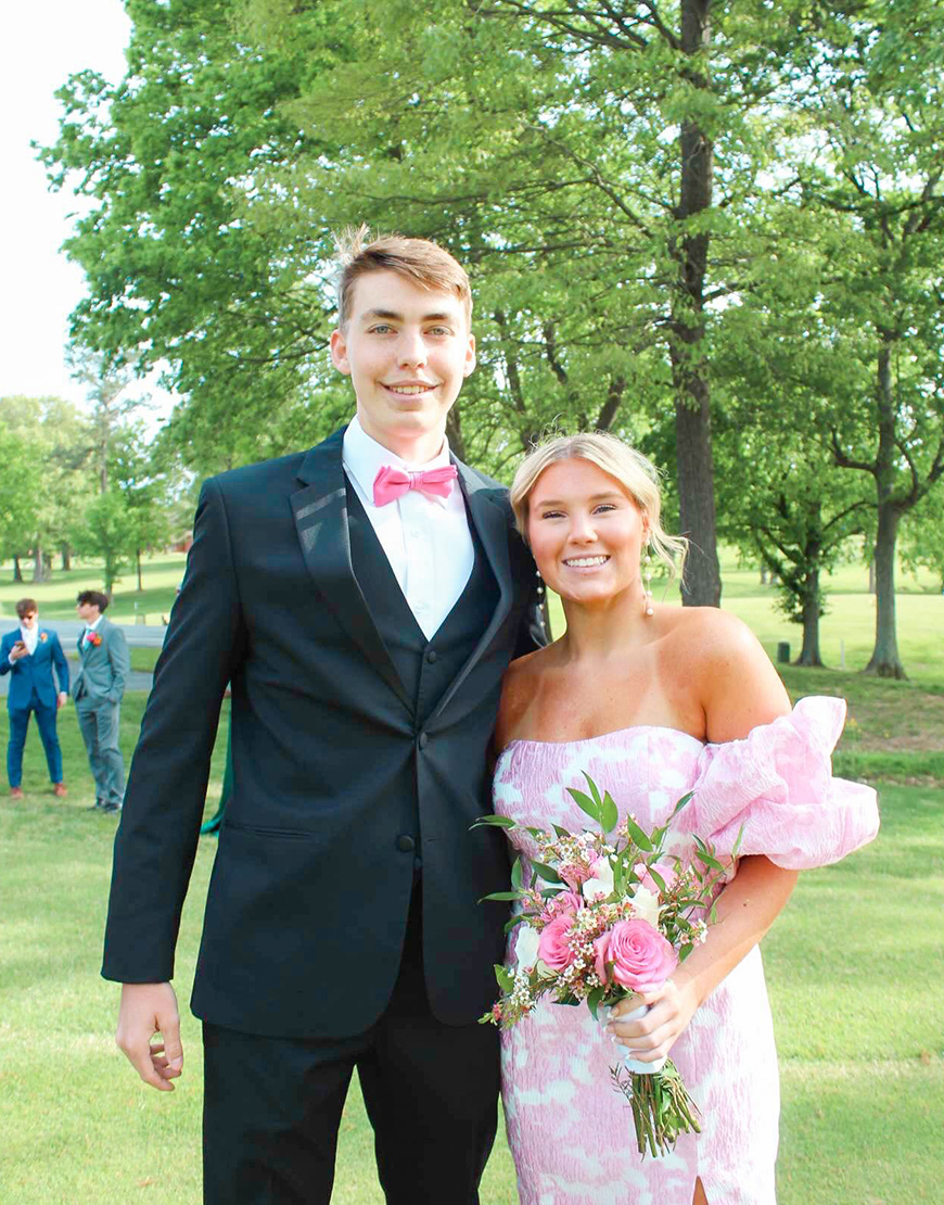 Pink Flower Puff Sleeves Mermaid Long Prom Dress with Slit