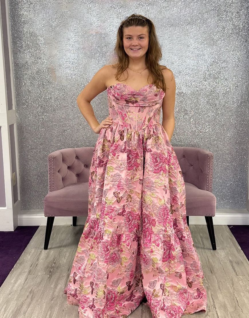 Blush A Line Jacquard Corset Sweetheart Long Prom Dress